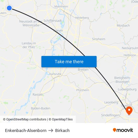 Enkenbach-Alsenborn to Birkach map