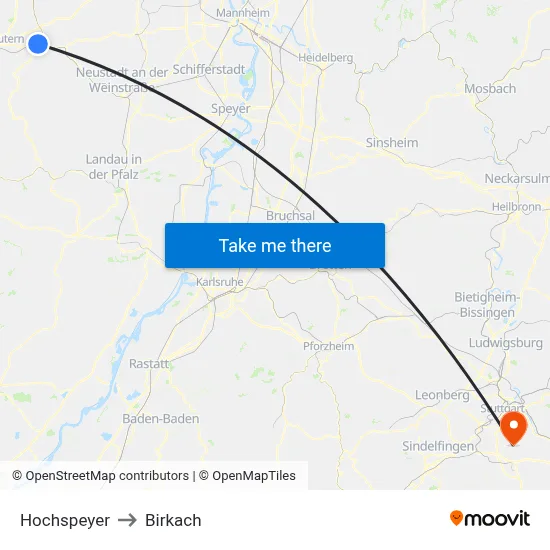 Hochspeyer to Birkach map