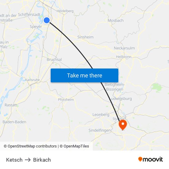 Ketsch to Birkach map