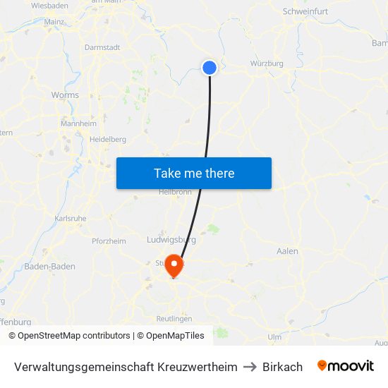 Verwaltungsgemeinschaft Kreuzwertheim to Birkach map