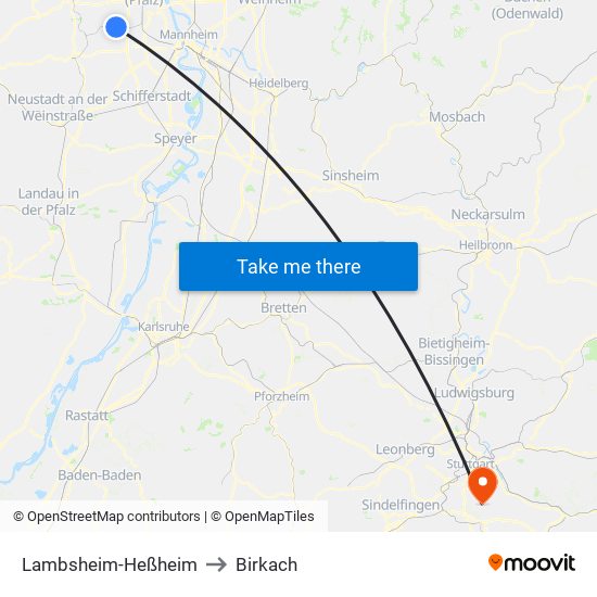 Lambsheim-Heßheim to Birkach map