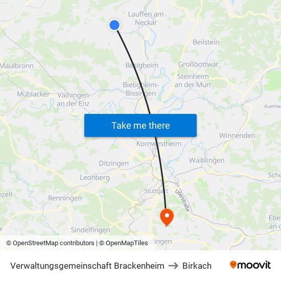 Verwaltungsgemeinschaft Brackenheim to Birkach map