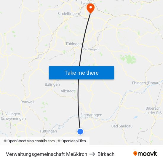 Verwaltungsgemeinschaft Meßkirch to Birkach map