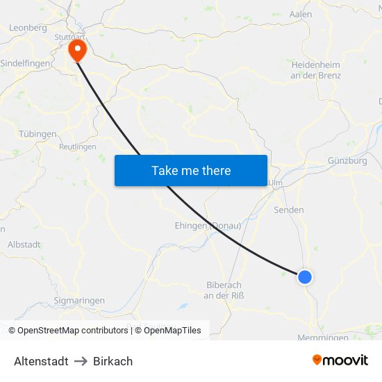 Altenstadt to Birkach map