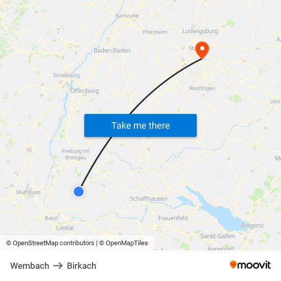 Wembach to Birkach map