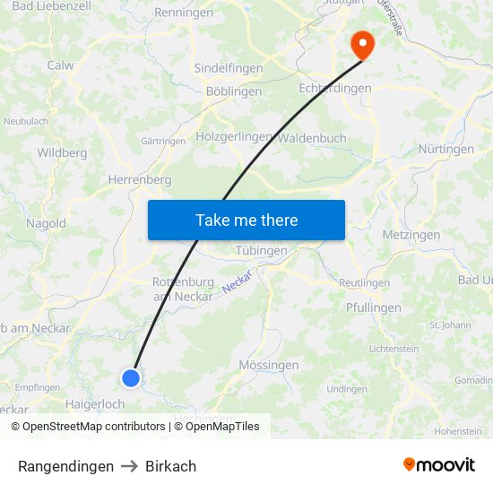 Rangendingen to Birkach map
