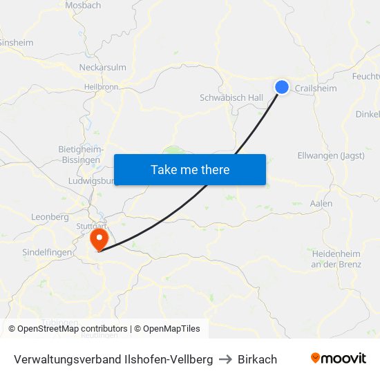 Verwaltungsverband Ilshofen-Vellberg to Birkach map