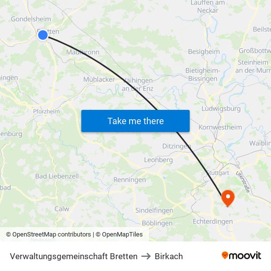 Verwaltungsgemeinschaft Bretten to Birkach map