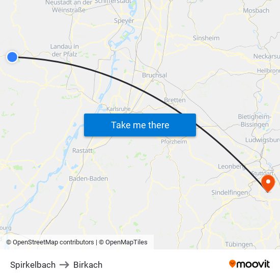 Spirkelbach to Birkach map