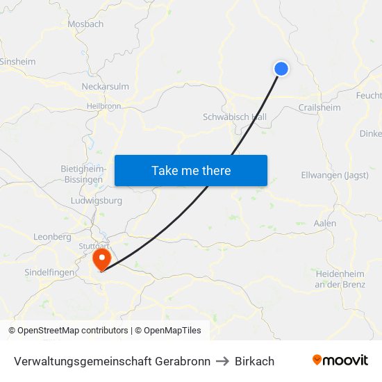 Verwaltungsgemeinschaft Gerabronn to Birkach map