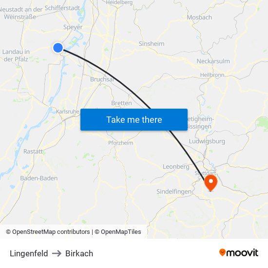 Lingenfeld to Birkach map