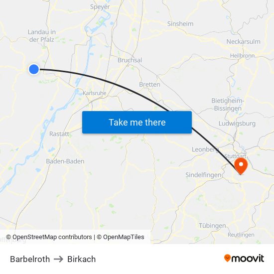 Barbelroth to Birkach map
