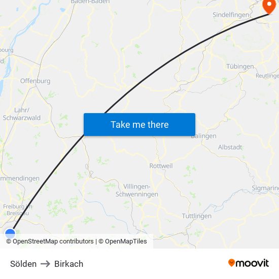 Sölden to Birkach map