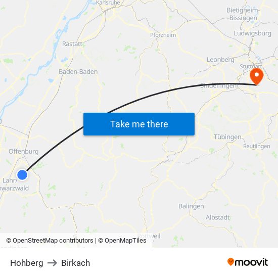 Hohberg to Birkach map