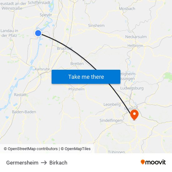 Germersheim to Birkach map