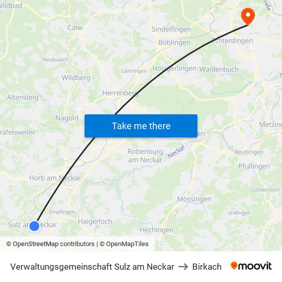 Verwaltungsgemeinschaft Sulz am Neckar to Birkach map