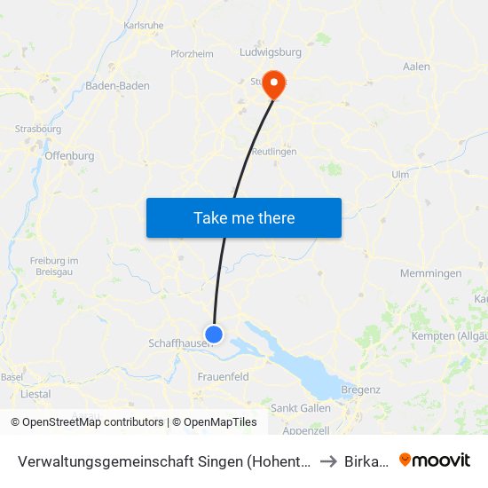 Verwaltungsgemeinschaft Singen (Hohentwiel) to Birkach map