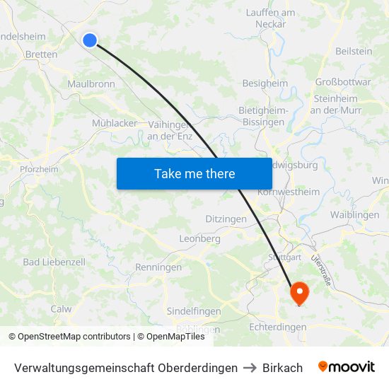 Verwaltungsgemeinschaft Oberderdingen to Birkach map
