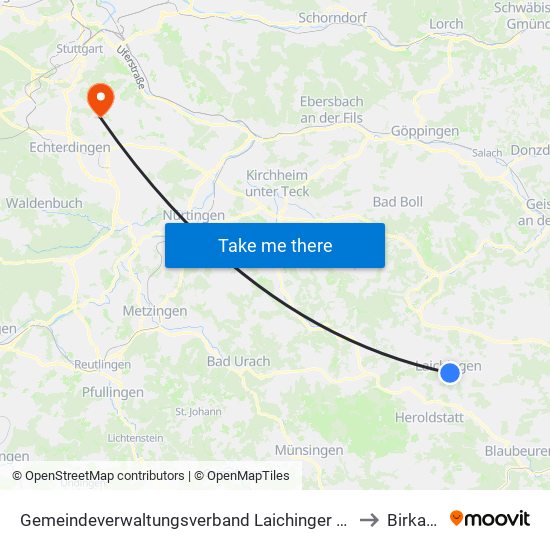 Gemeindeverwaltungsverband Laichinger Alb to Birkach map