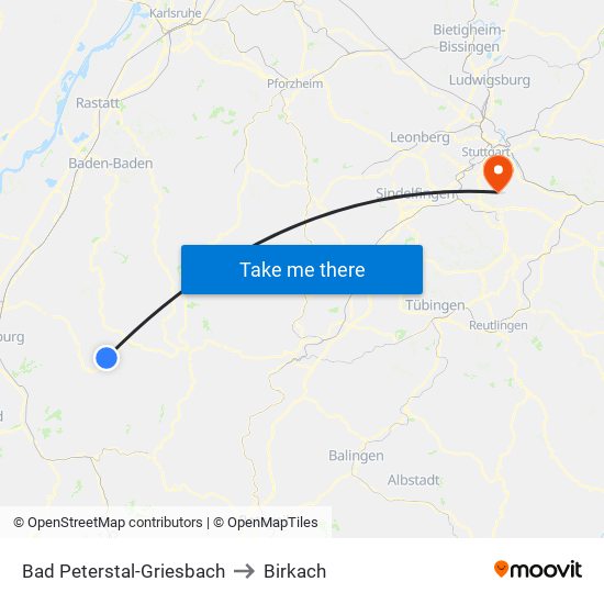 Bad Peterstal-Griesbach to Birkach map