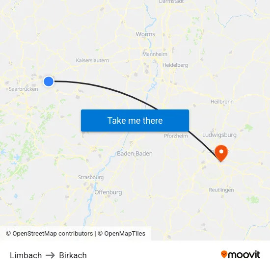 Limbach to Birkach map