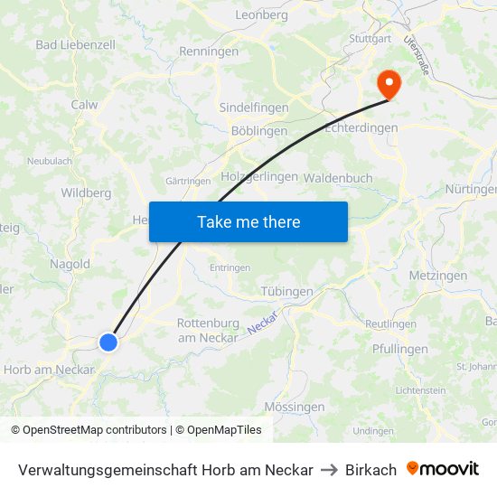 Verwaltungsgemeinschaft Horb am Neckar to Birkach map
