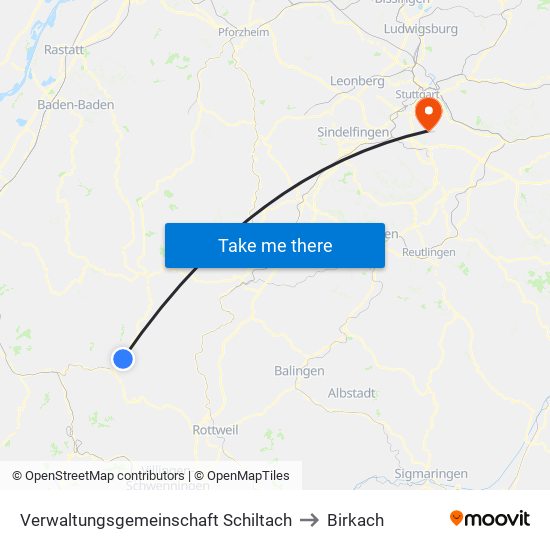 Verwaltungsgemeinschaft Schiltach to Birkach map