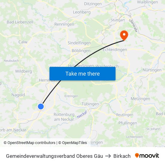 Gemeindeverwaltungsverband Oberes Gäu to Birkach map