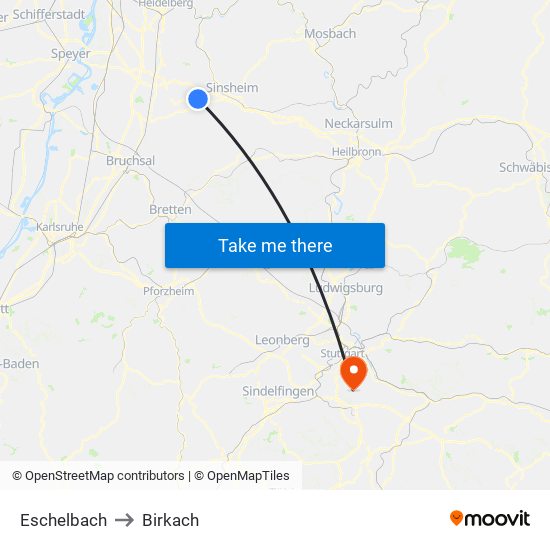 Eschelbach to Birkach map