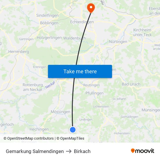 Gemarkung Salmendingen to Birkach map