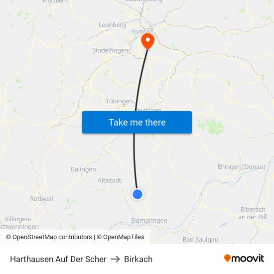 Harthausen Auf Der Scher to Birkach map