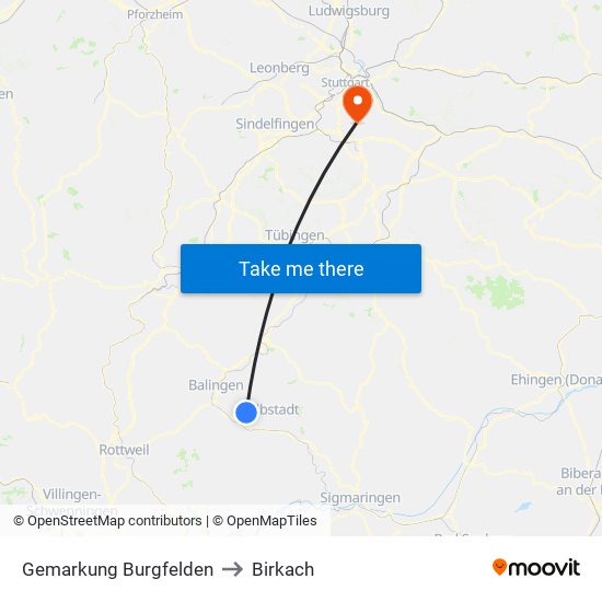 Gemarkung Burgfelden to Birkach map