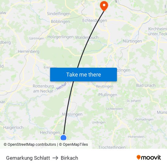 Gemarkung Schlatt to Birkach map