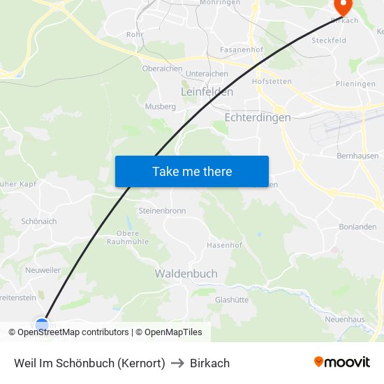 Weil Im Schönbuch (Kernort) to Birkach map
