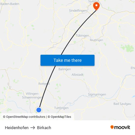 Heidenhofen to Birkach map