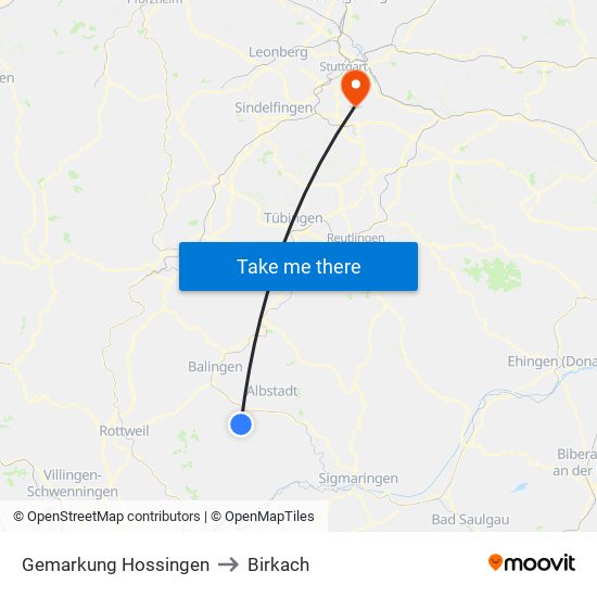 Gemarkung Hossingen to Birkach map