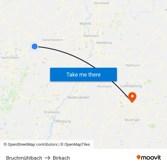Bruchmühlbach to Birkach map