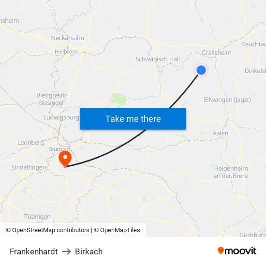 Frankenhardt to Birkach map