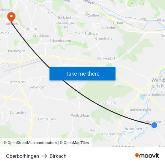Oberboihingen to Birkach map