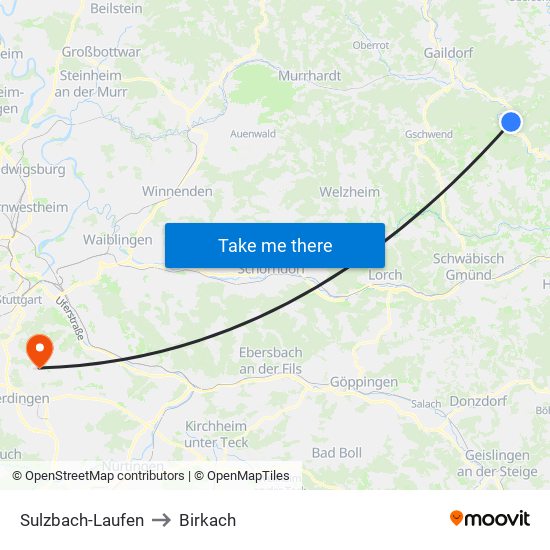 Sulzbach-Laufen to Birkach map