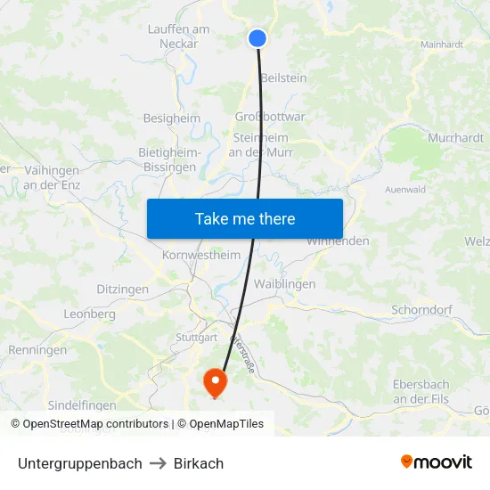 Untergruppenbach to Birkach map