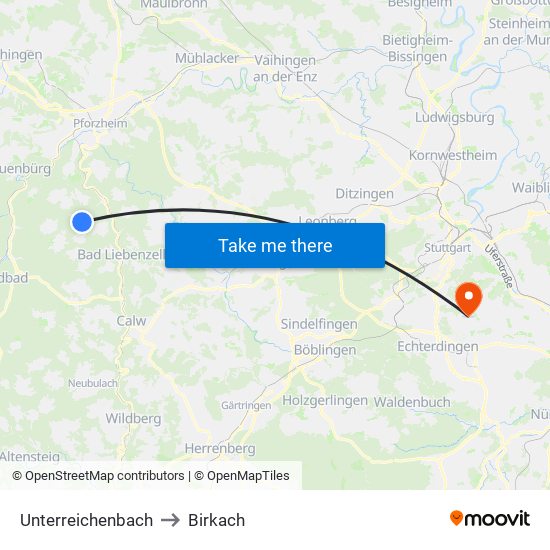 Unterreichenbach to Birkach map