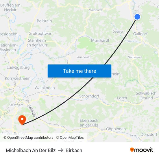 Michelbach An Der Bilz to Birkach map