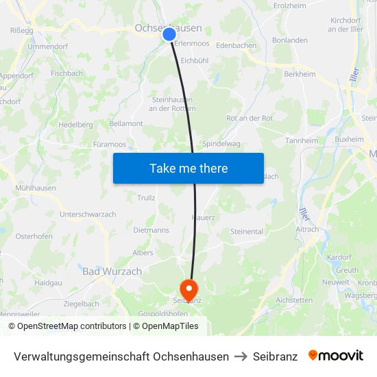 Verwaltungsgemeinschaft Ochsenhausen to Seibranz map