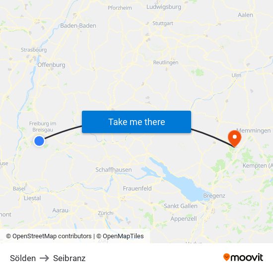 Sölden to Seibranz map