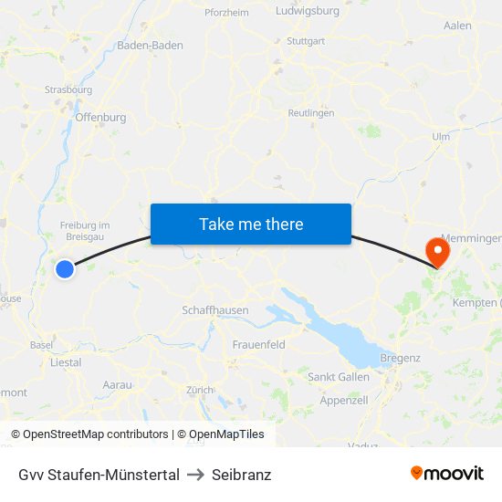 Gvv Staufen-Münstertal to Seibranz map