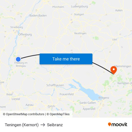 Teningen (Kernort) to Seibranz map