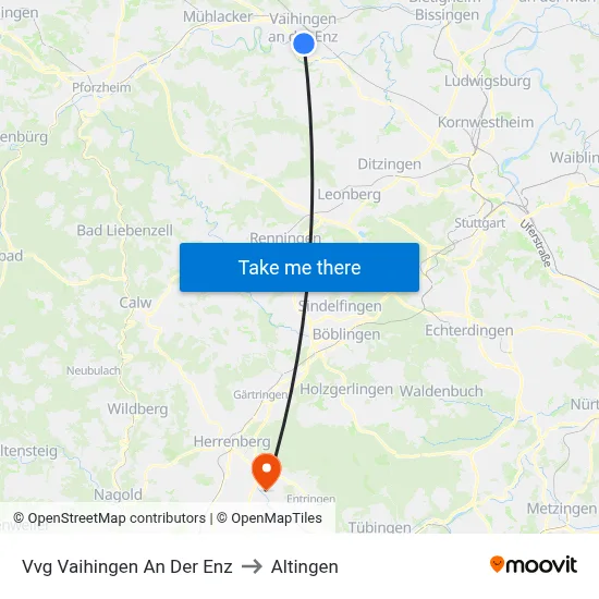 Vvg Vaihingen An Der Enz to Altingen map