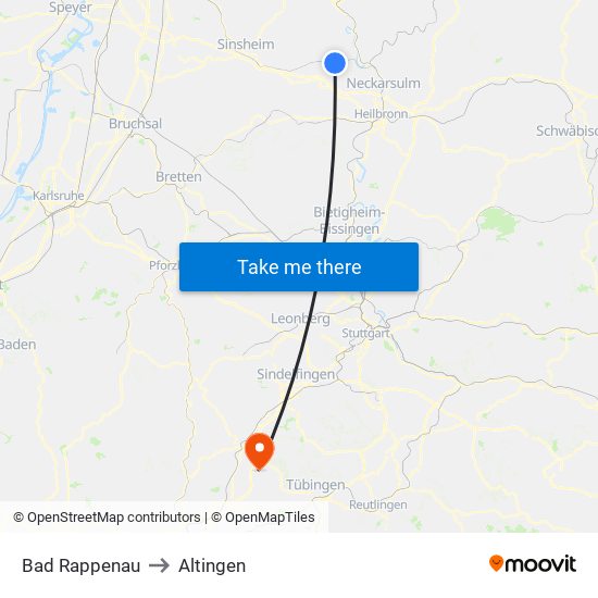 Bad Rappenau to Altingen map