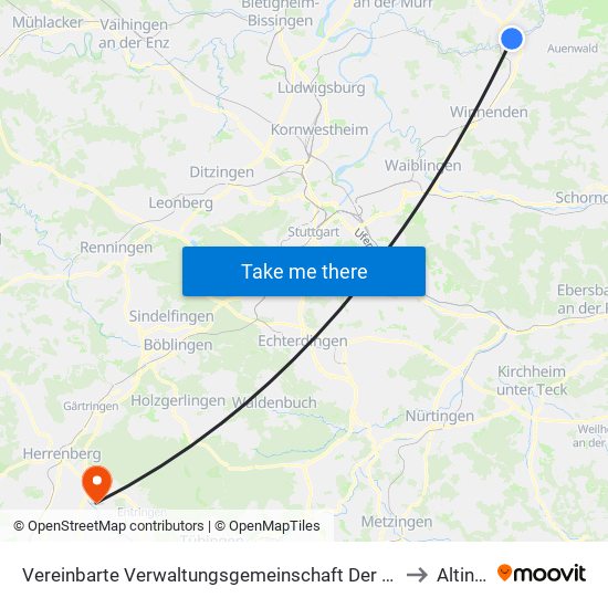 Vereinbarte Verwaltungsgemeinschaft Der Stadt Backnang to Altingen map